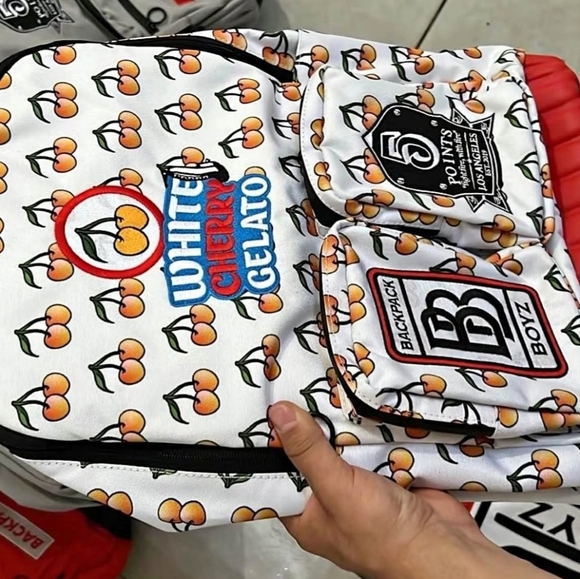 Backpack Boyz White Cherry Gelato Print Backpack Five (5) Points Los Angeles - Picture 7 of 16